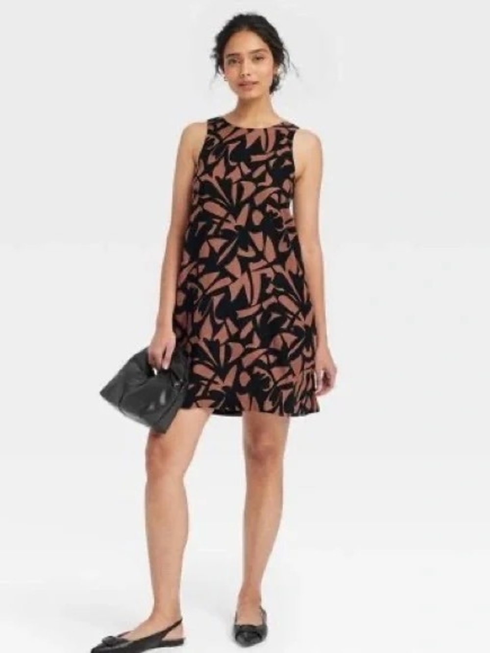 a new day Black & Brown Sleeveless Printed Mini Dress